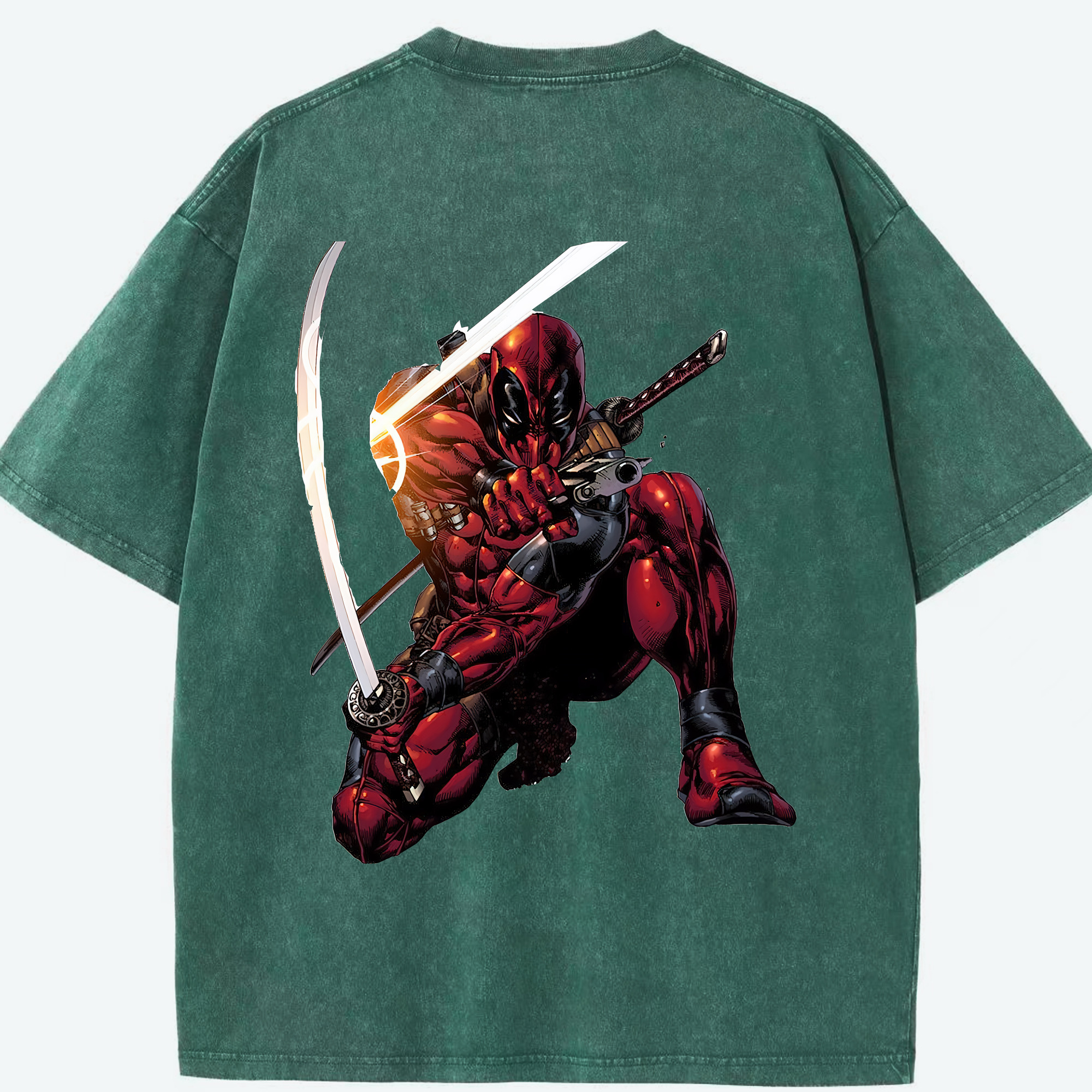 （画像用） Deadpool デッドプール 綿100% ヴィンテージ風 半袖Tシャツ（背面プリント）